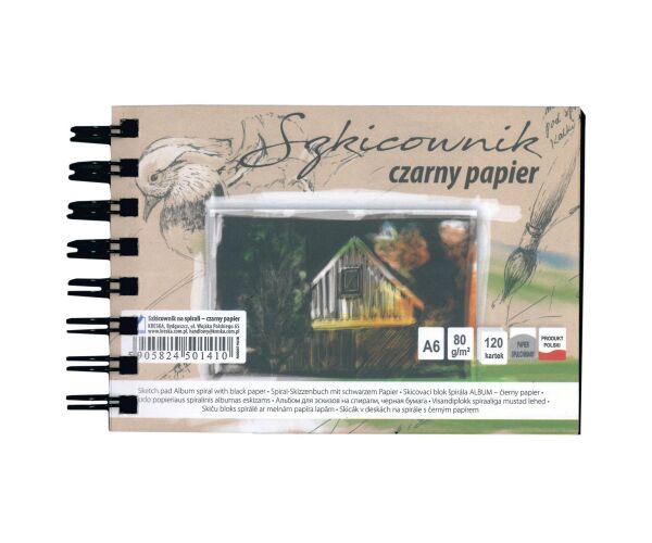 Skicák v deskach  černý p A6/120l 80g SP