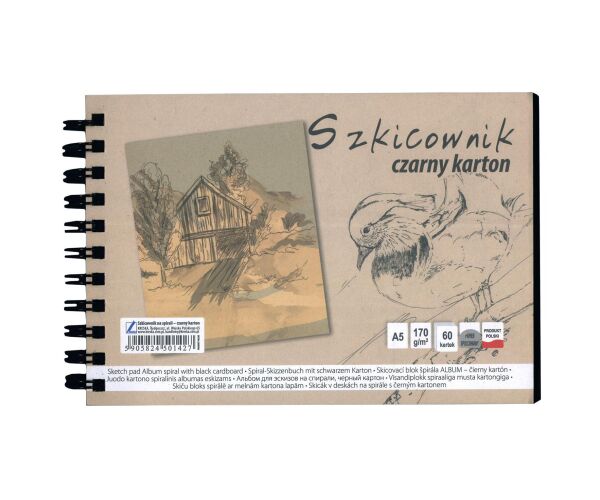 Skicák v deskách  černý p A5/60l 170g SP