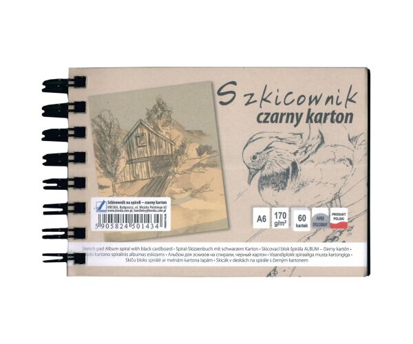 Skicák v deskach  černý p A6/60l 170g SP