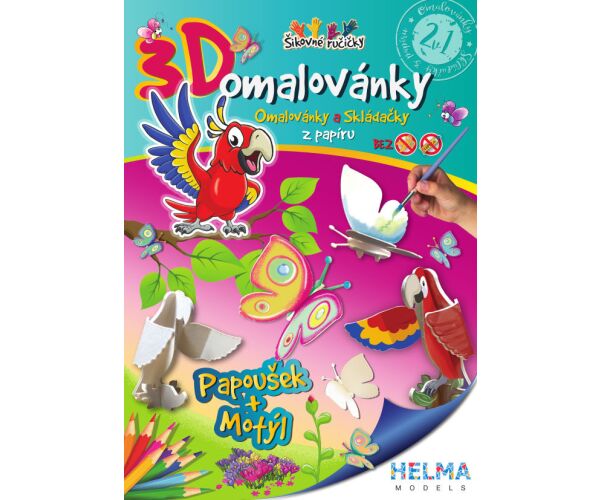 3D omalovánky Papušek a motýl