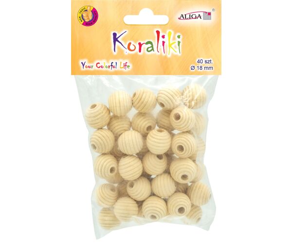 Dřevěné korálky - natural 18 mm 40 ks