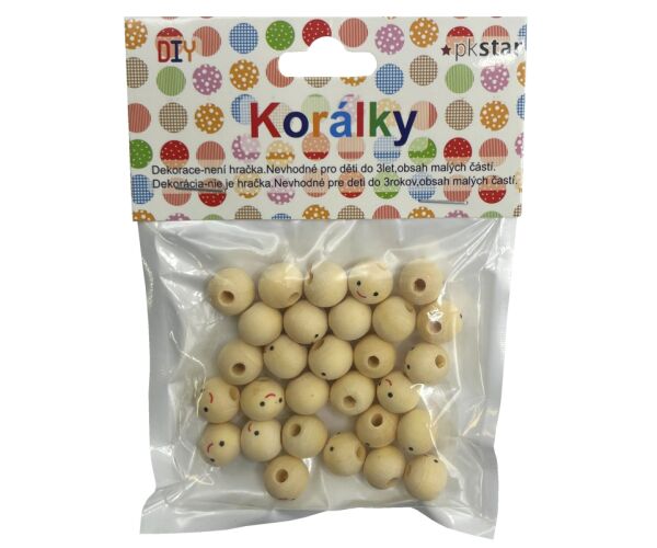 Korálky dřevěné 14 mm úsměv