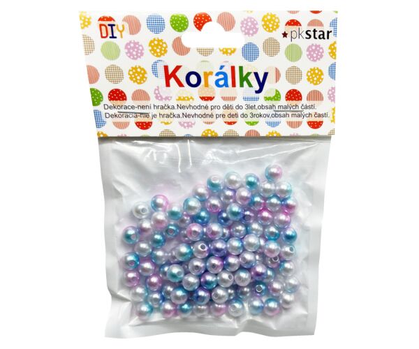 Korálky plastové duhové 8 mm