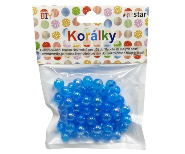 Korálky plastové modré 12 mm