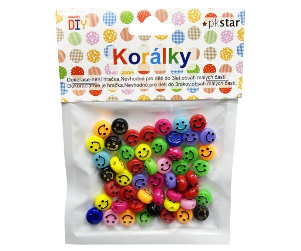 Korálky plastové smajlíci 10 mm