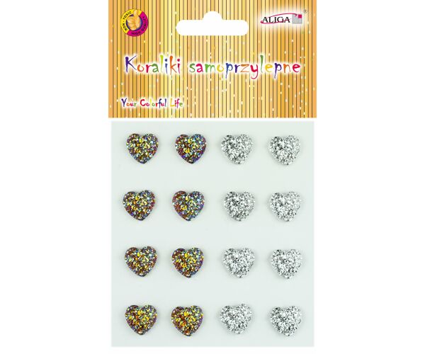 Kamínky samolepící - srdíčka 12 mm