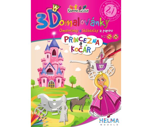 3D omalovánky Princezna a kočár