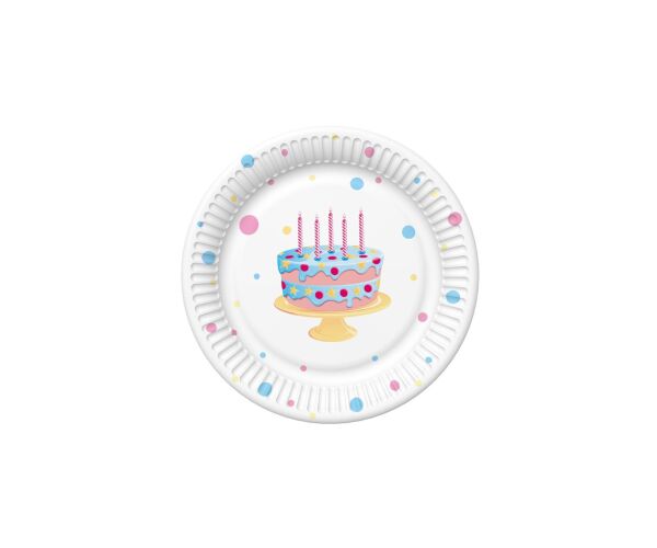 Papírový talíř malý - B´day Cake with Balloons