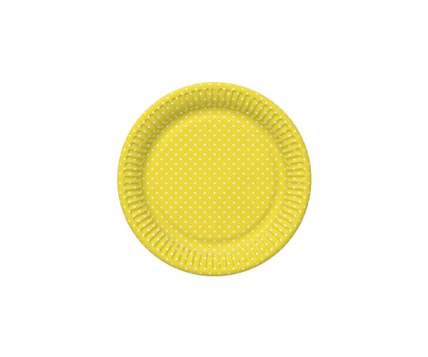 Papírový talíř velký - White Dots on Sunflower Yellow