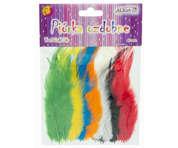 Peříčka dekorační - barevný mix 40 ks