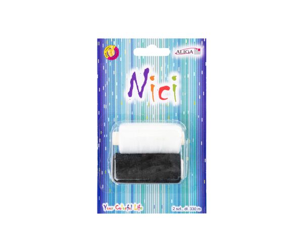 Nitě 2 ks na blistru - bílá a černá
