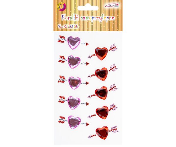 Kamínky samolepící - krystalky na blistru ve tvaru srdíčka