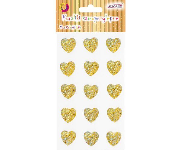 Kamínky samolepící - zlatá srdíčka