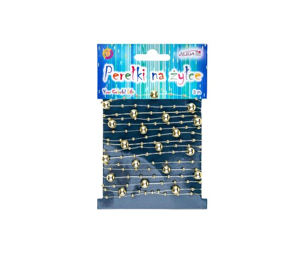 Vlasec 3 m se zlatými perličkami 3 a 8 mm