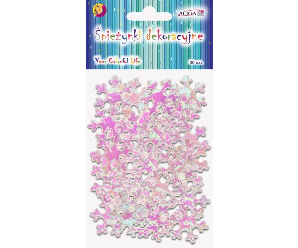 Vločky k dekoraci 3,5 cm 30 ks bílé hologram
