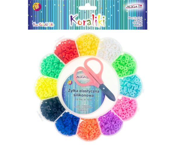 Sada gumových korálků 6mm 60g s vlascem