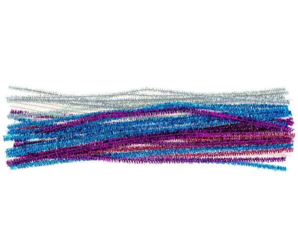 Drátky plyšové 6 mm x 30 cm metalický mix 40 ks