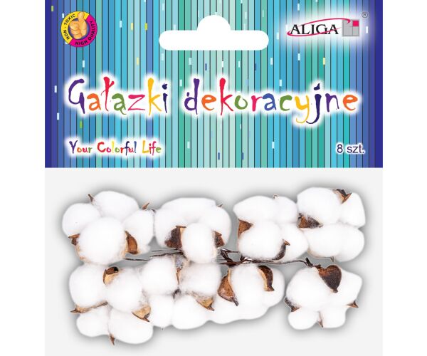 Dekorace na větvičce 8 ks - Bavlna