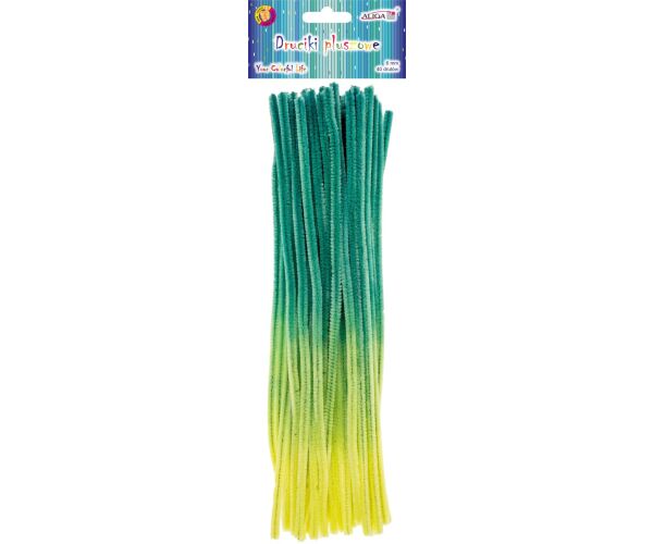 Drátky plyšové 30 cm 40 ks duhové - zelené