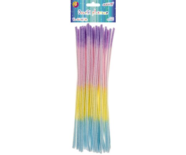 Drátky plyšové 30 cm 40 ks duhové - pastelové