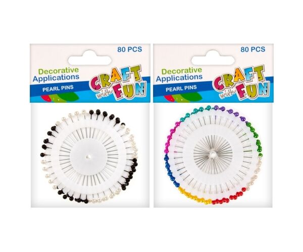 Špendlíky barevné perličky 80 ks