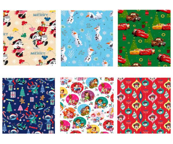 Vánoční papír Disney 0,7 x 2 m set 2025