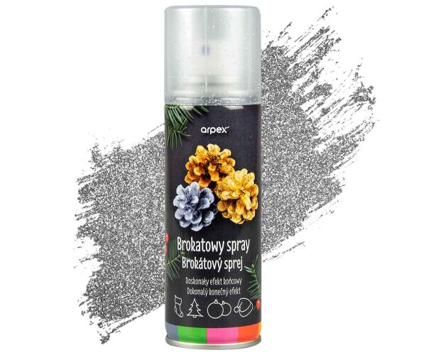 Párty spray 100 ml stříbrný brokát