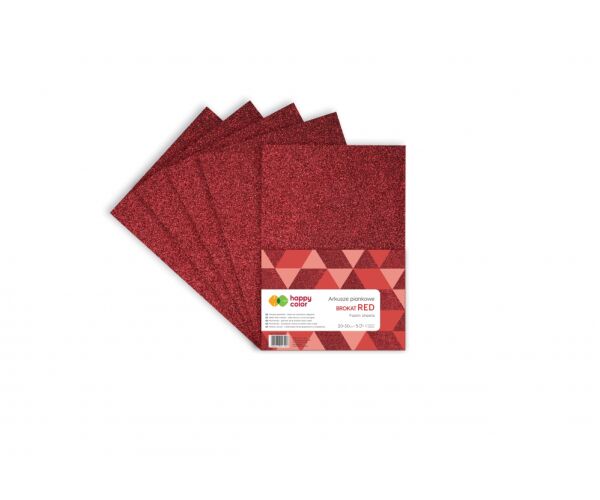Pěnové archy A4 5 ks brokátové červené