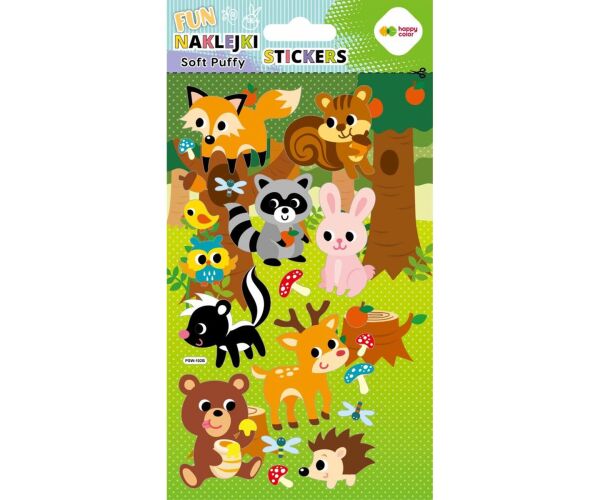 Samolepky 3D SOFT PUFFY FUN 11 x 20,5 cm - Lesní zvířátka