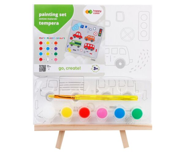 Plátno na malování AUTA s barvami