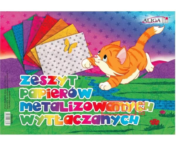 Barevné papíry B4/8 ks metaliza protlačené