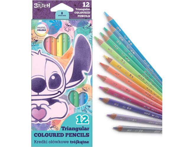 Pastelky trojhranné 12ks Stitch pastel