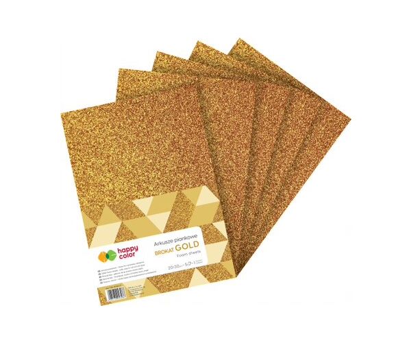 Pěnové archy A4 5 ks brokátové zlaté