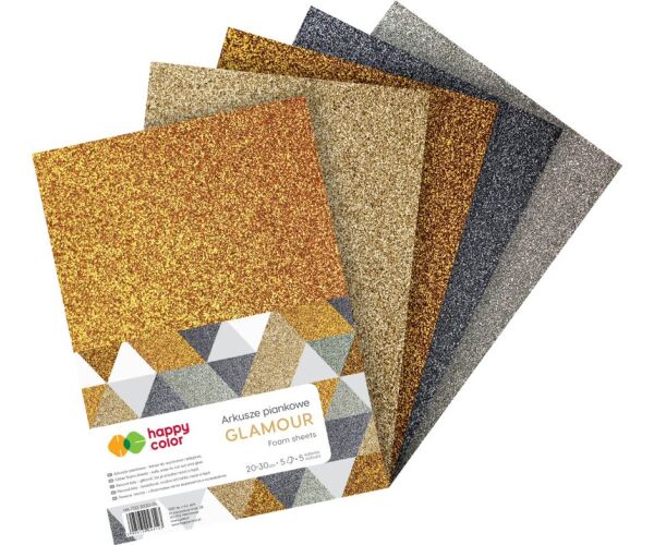 Pěnové archy A4 5 ks brokátový mix