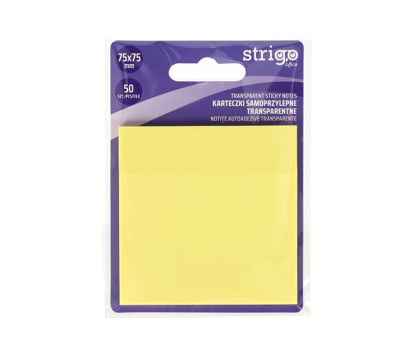 Samolepící bloček Strigo 50 ks žlutý - transparentní