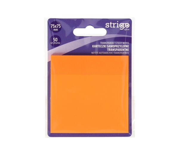 Samolepící bloček Strigo 50 ks oranžový - transparentní