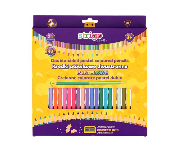 Pastelové pastelky Strigo Duo 24 ks trojhranné