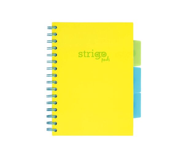 Blok Strigo A5/100l 80g NEON žlutý spirála s rozřaďovačem
