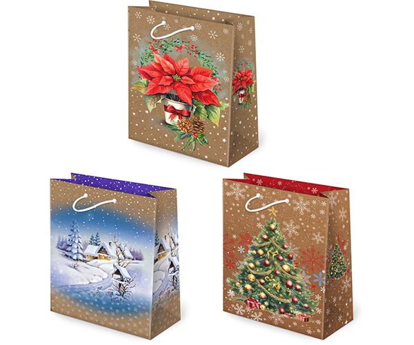 Vánoční papírová taška T-2L Kraft sestava 2