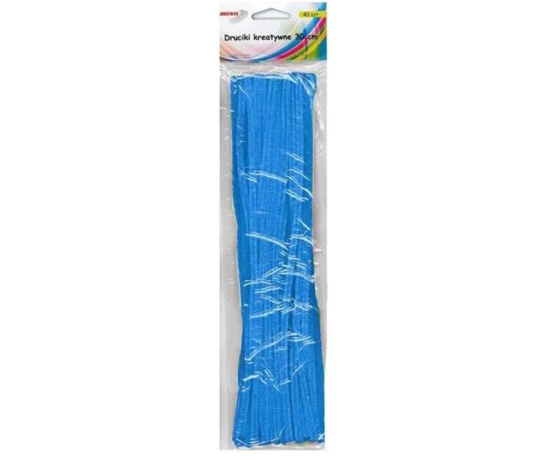 Drátek plyšový 30 cm 40 ks modrý