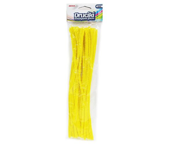 Drátek plyšový 30 cm 40 ks žlutý
