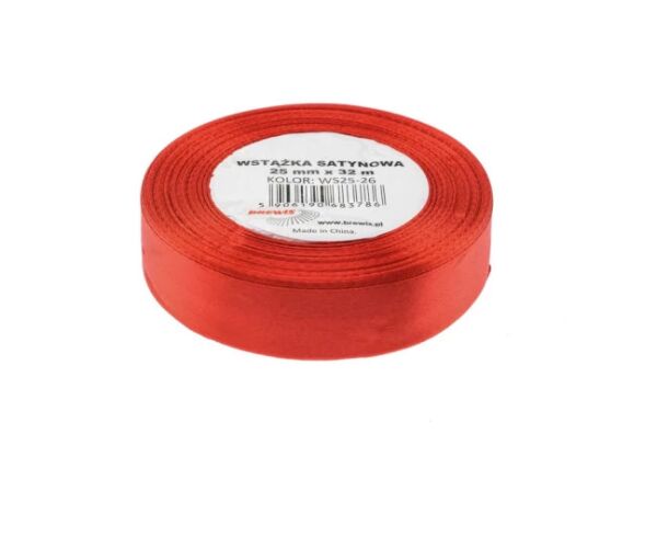 Atlasová stuha 25 mm červená - 26