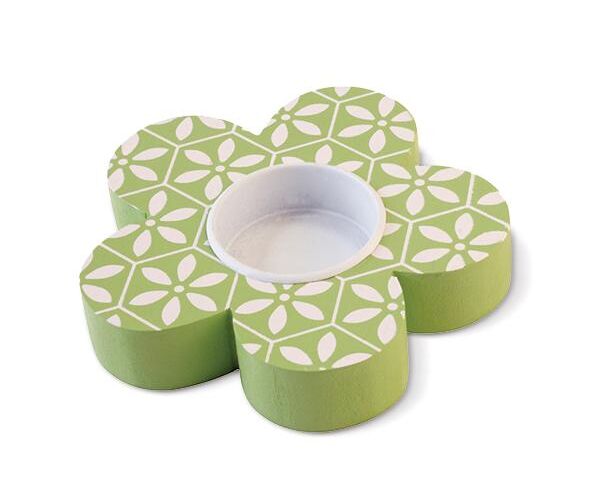 Dřevěný stojánek na čajovou svíčku - zelený