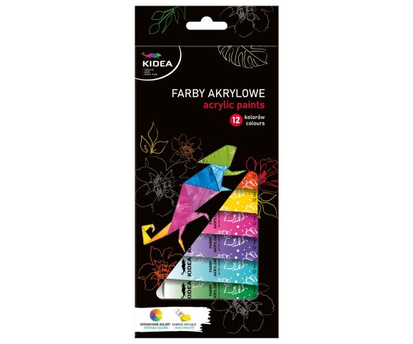 Akrylové barvy 12 ks 12 ml KIDEA