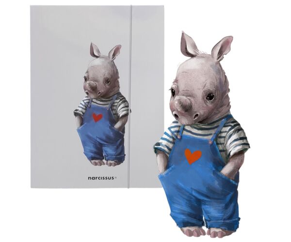 Desky s gumou A4 CUTE Nosorežec