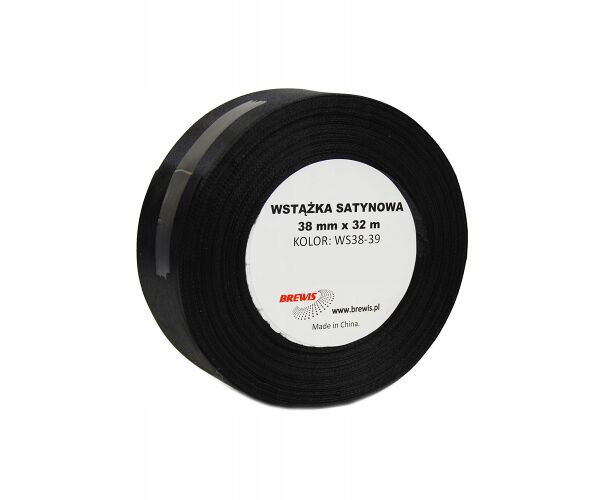 Atlasová stuha 38 mm černá - 39