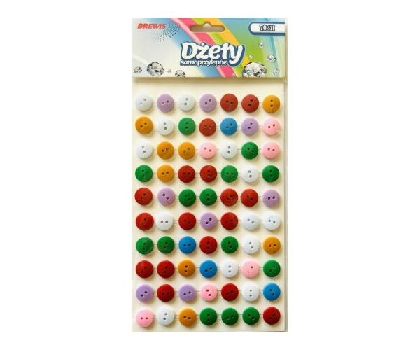 Samolepící kamínky / knoflíky 70ks DS105