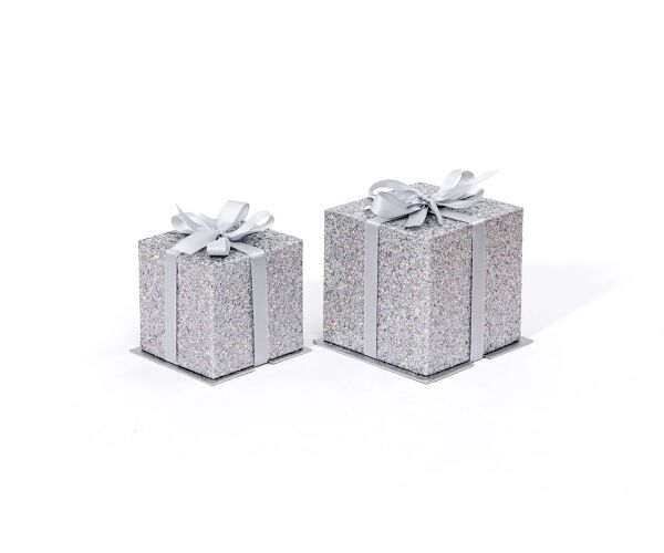 Elegantní dárkové krabičky Glitter Cube stříbrné