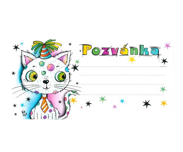 Pozvánka na oslavu - Kočička 10 ks