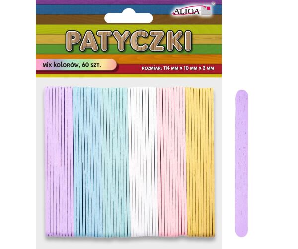 Dřívka pastelová 60 ks mix barev